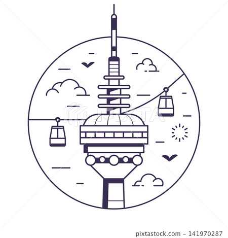 Torrespana TV Tower Madrid Landmark Line Icon Torrespana TV Tower Madrid Landmark Line Icon 141970287