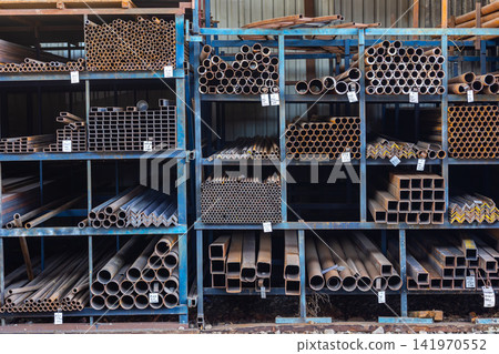 Industrial Metal Storage Rack with Various Metal Stock Industrial Metal Storage Rack with Various Metal Stock 141970552