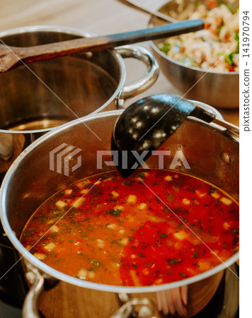 Tomato Soup Cooking in Large Pot Tomato Soup Cooking in Large Pot 141970794