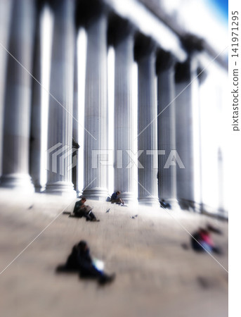 Motion blur, people or tourist on stairs museum for taking break, busy building or commute on Capitol steps. Group, community or crowd of population in town square, urban area or public landmark Motion blur, people or tourist on stairs museum for taking break, busy building or commute on Capitol steps. Group, community or crowd of population in town square, urban area or public landmark 141971295