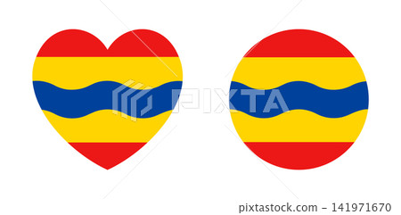 Flag of Overijssel province Kingdom of Netherlands. Oaverysel flag heart, circle icon, sticker. Overijssel flag round, heart banner. Flag of Overijssel badge, button. Flag of Overijssel province Kingdom of Netherlands. Oaverysel flag heart, circle icon, sticker. Overijssel flag round, heart banner. Flag of Overijssel badge, button. 141971670