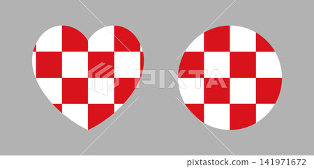 North Brabant flag. Netherlands province North Brabant flag heart, round banner, background. Flag of North Brabant heart, circle badge, button, icon, sticker set. North Brabant flag. Netherlands province North Brabant flag heart, round banner, background. Flag of North Brabant heart, circle badge, button, icon, sticker set. 141971672