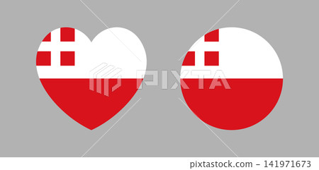 Utrecht Netherlands province flag heart, circle icon, sticker. Set of Utrecht flag round, heart button, badge, banner, background. 141971673