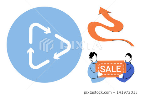 Business growth and sales promotion vector illustration. Marketing strategy, retail discount, consumer behavior, economic progress, trade development, commerce success. Commercial icons set 141972015