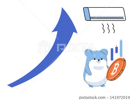 Hamster holding a bitcoin coin with a rising arrow and air conditioner vector illustration. Cryptocurrency, market growth, cooling, investment, finance, digital asset. Rodent with crypto currency Hamster holding a bitcoin coin with a rising arrow and air conditioner vector illustration. Cryptocurrency, market growth, cooling, investment, finance, digital asset. Rodent with crypto currency 141972019