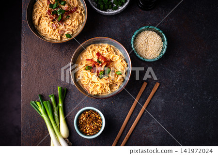 Korean trendy spicy carbonara ramen Korean trendy spicy carbonara ramen 141972024