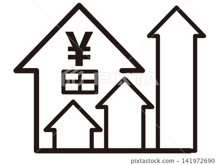 房屋、住宅、房產、箭頭、價格上漲、房地產、投資、房屋、價值、資產價值、上漲、價格上漲、黃金、激增、增加 141972690