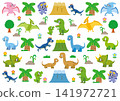 Dinosaurs, animals, Tyrannosaurus, Triceratops, pattern, Pteranodon, Brachiosaurus, Parasaur 141972721