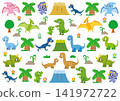 Dinosaurs, animals, Tyrannosaurus, Triceratops, pattern, Pteranodon, Brachiosaurus, Parasaur 141972722