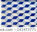 Portuguese blue white 3D geometric azulejo tiles 141973771