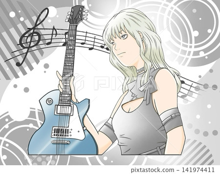Female guitarist of a cool band Female guitarist of a cool band 141974411