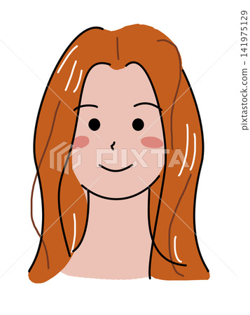 長髮女子的臉部插圖 長髮女子的臉部插圖 141975129