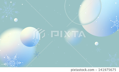 半透明的、玻璃質感的冬季背景，上麵點綴著雪花。 141975675