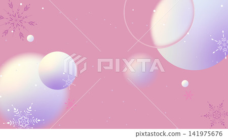 半透明的、玻璃質感的冬季背景，上麵點綴著雪花。 141975676