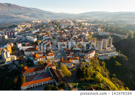 Aerial view of Portuguese city of Vila Real on mountain plateau Aerial view of Portuguese city of Vila Real on mountain plateau 141976584