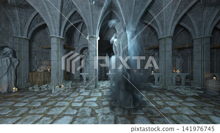 The hall with the statue of the monk The hall with the statue of the monk 141976745