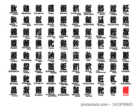 Yosemoji (traditional Japanese calligraphy for theater theaters): Sushi - Complete Edition - English - 12 Yosemoji (traditional Japanese calligraphy for theater theaters): Sushi - Complete Edition - English - 12 141976985