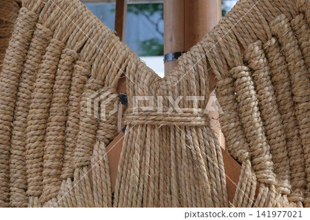 Close-up of the rope entanglement on the Naginata Hoko float at the Gion Festival Close-up of the rope entanglement on the Naginata Hoko float at the Gion Festival 141977021