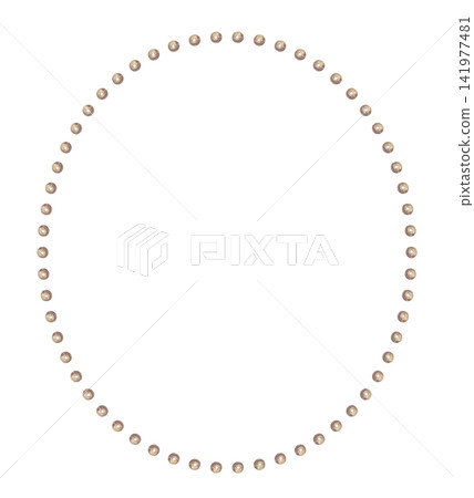 Gold bead simple oval wreath. Hand drawn watercolor golden dotted template with vintage baroque and rococo design. Antique graphic for wedding card. Luxury decorative frame with copy space. Gold bead simple oval wreath. Hand drawn watercolor golden dotted template with vintage baroque and rococo design. Antique graphic for wedding card. Luxury decorative frame with copy space. 141977481