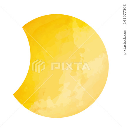 A warm yellow crescent moon vector illustration that utilizes the texture of watercolor painting. A warm yellow crescent moon vector illustration that utilizes the texture of watercolor painting. 141977508