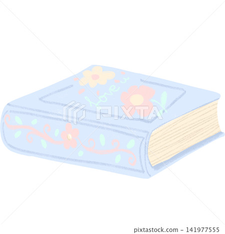 Cute_Pastel_Book_Blue_With_Flowers_Pink_Clipart 141977555