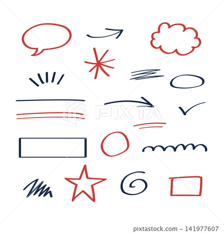 Hand-drawn speech bubble decorative illustration set 141977607