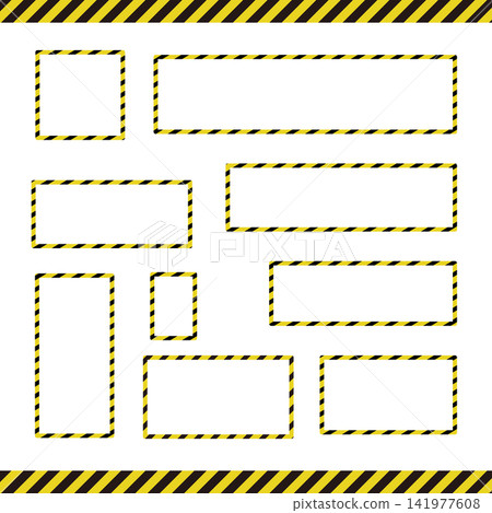 Hazard Rope Frame Set: Black and yellow warning tape, no entry, caution frame material Hazard Rope Frame Set: Black and yellow warning tape, no entry, caution frame material 141977608