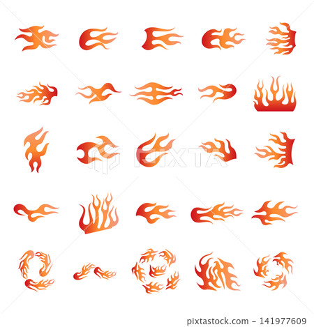 Flame Silhouette Icon Set: Fire, Flame, Burning, Splash Symbol Materials Flame Silhouette Icon Set: Fire, Flame, Burning, Splash Symbol Materials 141977609