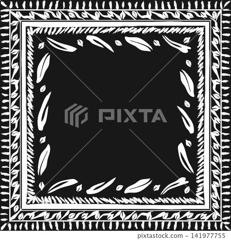 Monochrome Hand Drawn Leaf seamless square pattern design for fashion and home textiles, graphics and background Monochrome Hand Drawn Leaf seamless square pattern design for fashion and home textiles, graphics and background 141977755