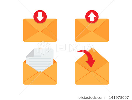 envelope icon set with incoming outgoing read and forward mail symbols envelope icon set with incoming outgoing read and forward mail symbols 141978097