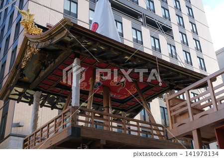 The musical ensemble platform for the Naginata Hoko float, currently under assembly. The musical ensemble platform for the Naginata Hoko float, currently under assembly. 141978134