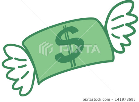 Doodle Illustration of Flying Dollar Bill Doodle Illustration of Flying Dollar Bill 141978695