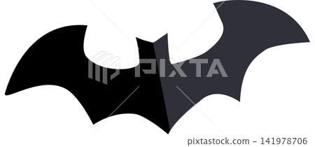 Minimalist Bat Silhouette Icon for Halloween decor, sharp winged Minimalist Bat Silhouette Icon for Halloween decor, sharp winged 141978706