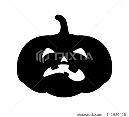 Halloween creepy pumpkin scared face silhouette. Halloween autumn celebration spooky carving silhouette, creepy Jack o lantern isolated vector form. Horror holiday lantern symbol or shape Halloween creepy pumpkin scared face silhouette. Halloween autumn celebration spooky carving silhouette, creepy Jack o lantern isolated vector form. Horror holiday lantern symbol or shape 141980416