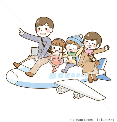 Family trip by plane - winter Family trip by plane - winter 141980624