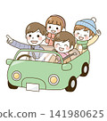 Family outing by car in winter 141980625