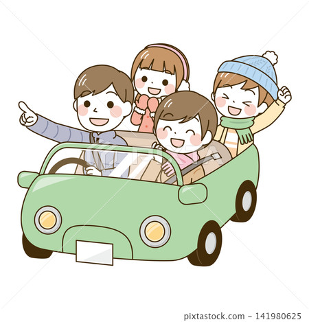 Family outing by car in winter Family outing by car in winter 141980625