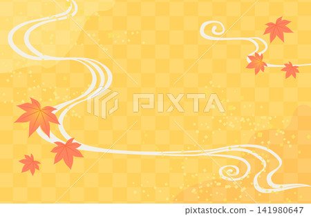 Elegant Japanese patterned frame for autumn Elegant Japanese patterned frame for autumn 141980647