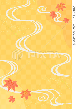 Elegant Japanese patterned frame for autumn Elegant Japanese patterned frame for autumn 141980649