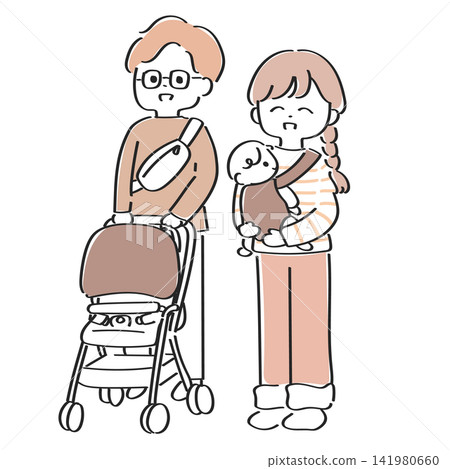 A young father, mother, and baby working together to raise their child. A young father, mother, and baby working together to raise their child. 141980660