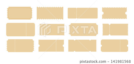 Vintage blank ticket mockup set for events, invitations, cinema, and festival. Vintage blank ticket mockup set for events, invitations, cinema, and festival. 141981568