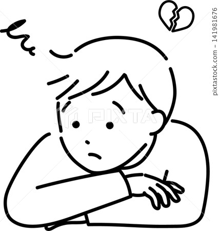 A depressed man (line drawing) 141981676