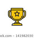 Gold Trophy Cup Vector Icon 141982030