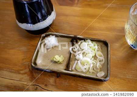 Condiments for steamed soba noodles, Morishita-cho, Mizukaido, Joso City, Ibaraki Prefecture Condiments for steamed soba noodles, Morishita-cho, Mizukaido, Joso City, Ibaraki Prefecture 141982090