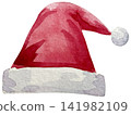 Watercolor Santa Claus Hat Illustration for Holiday Season Designs 141982109