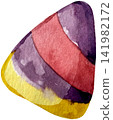 Abstract watercolor Halloween candy corn illustration isolated on black background 141982172