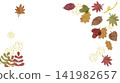 Autumn leaves, fallen leaves, and autumn breeze frame (horizontal) 141982657