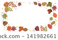 Autumn leaves, fallen leaves, and nuts frame (horizontal) 141982661