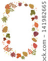 Autumn leaves, fallen leaves, and nuts frame (vertical) 141982665