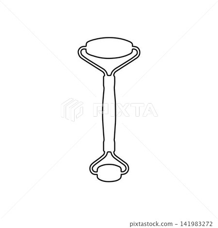 facial massage jade roller outline beauty skincare tool isolated on white background facial massage jade roller outline beauty skincare tool isolated on white background 141983272